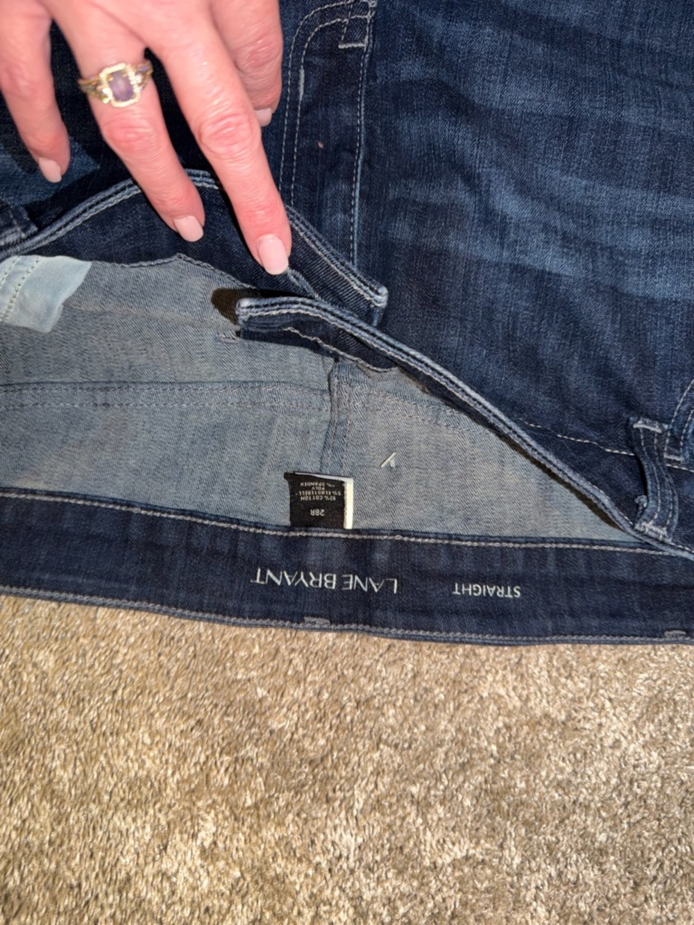 Lane Bryant Dark Blue Distressed Boyfriend Jeans - Picture 2 of 6